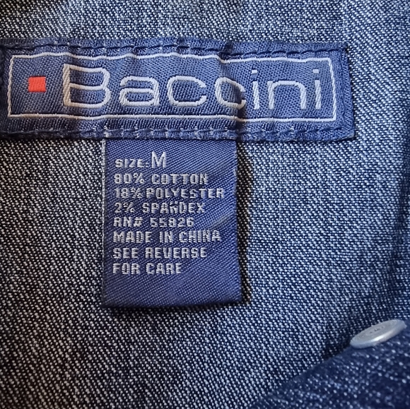 Baccini Womens Dark Blue Denim Jean Jacket With Sparkly Rhinestone Buttons - Picture 9 of 9